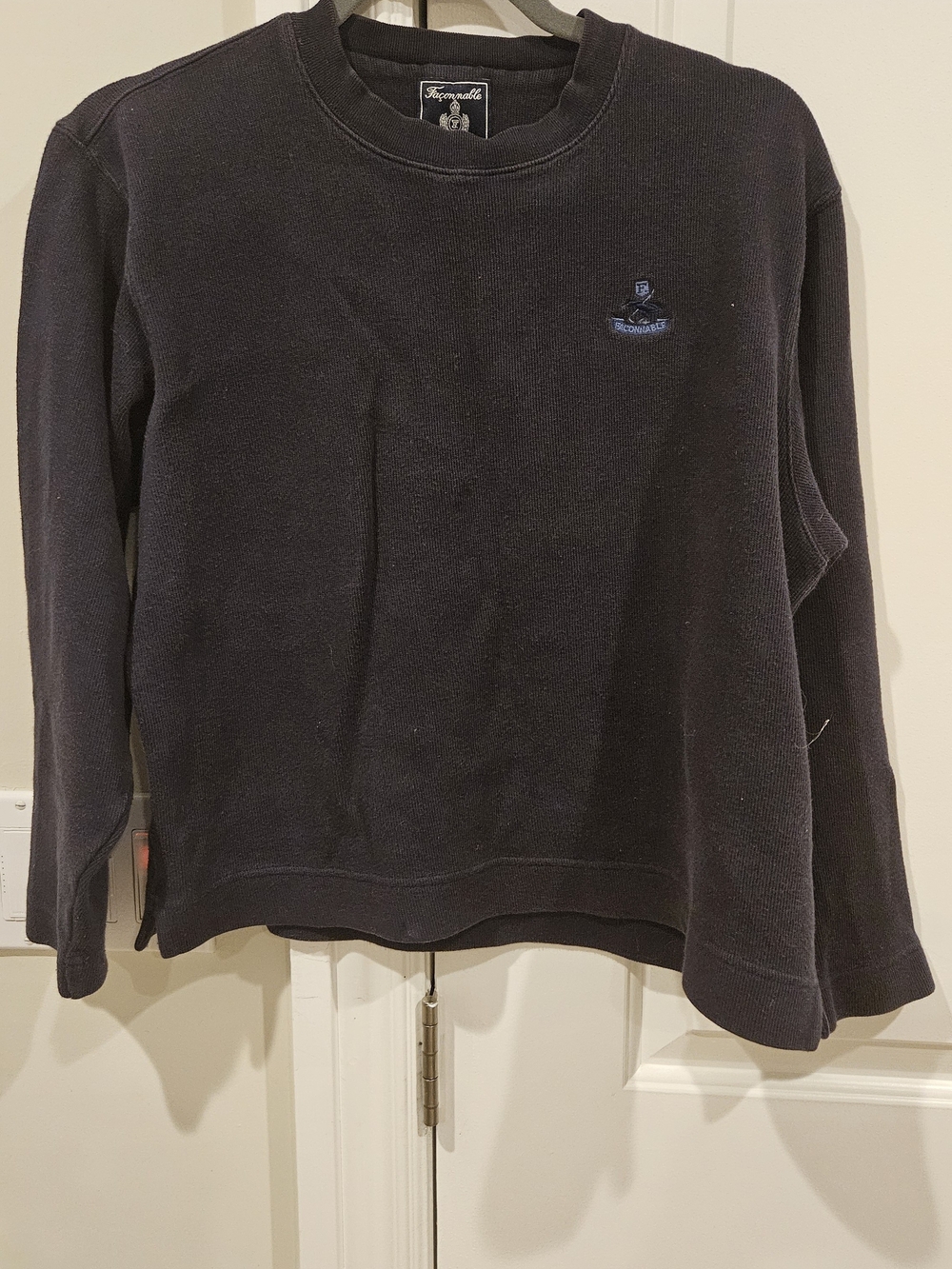 Faconnable Unisex Dark Navy Crewneck Sweatshirt with Embroidered Crest